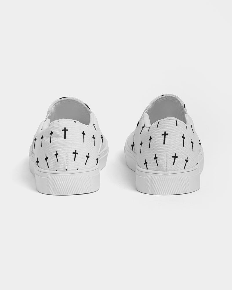 Mini Cross: Women's White Canvas Slip On Shoe