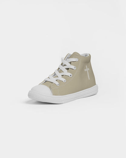 Simple Cross: Kids Tan Canvas Hightop Shoe