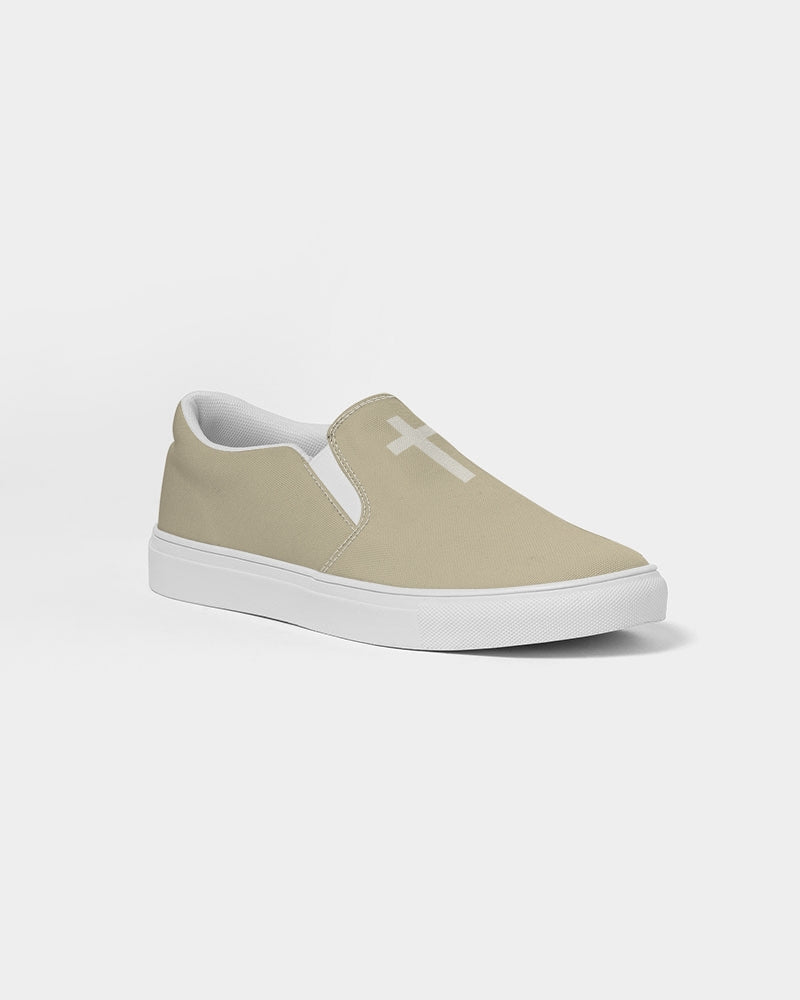 Simple Cross: Men's Tan Canvas Slip On Shoe