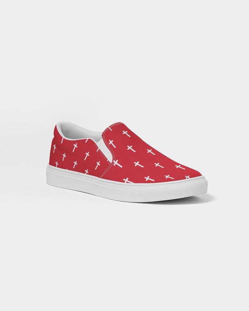 Mini Cross: Men's Red Canvas Slip On Shoe