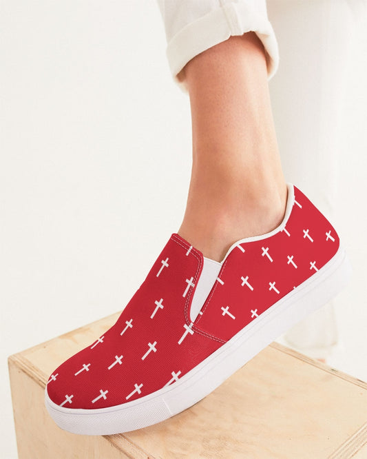 Mini Cross: Women's Red Canvas Slip On Shoe