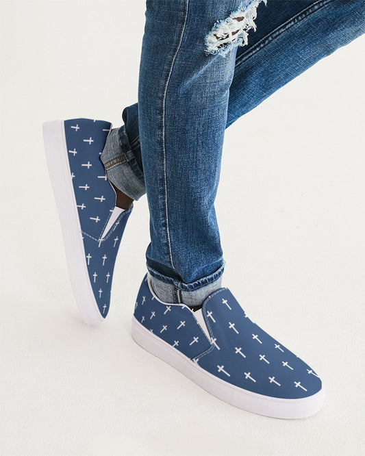 Mini Cross: Men's Navy Canvas Slip On Shoe