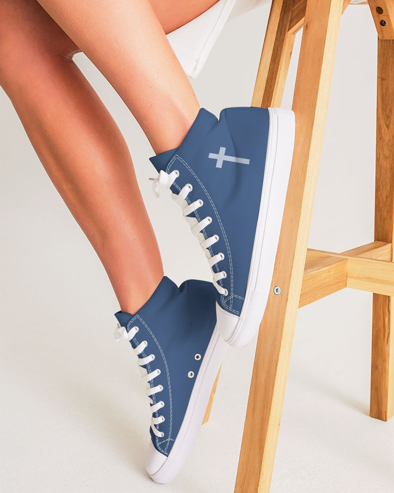 Simple Cross: Women's Navy Canvas Hightop Shoe