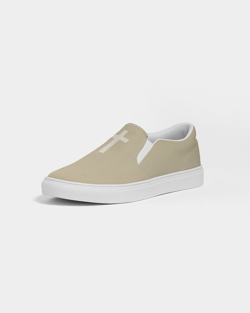 Simple Cross: Women's Tan Canvas Slip On Shoe