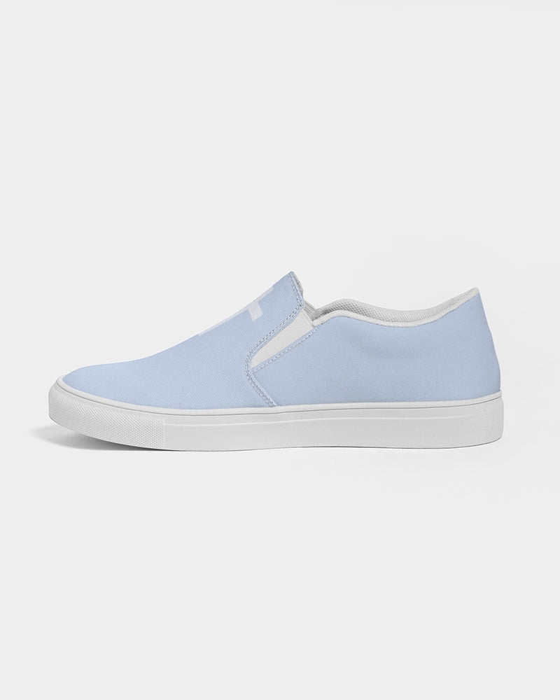 Simple Cross: Women's Light Blue Canvas Slip On Shoe