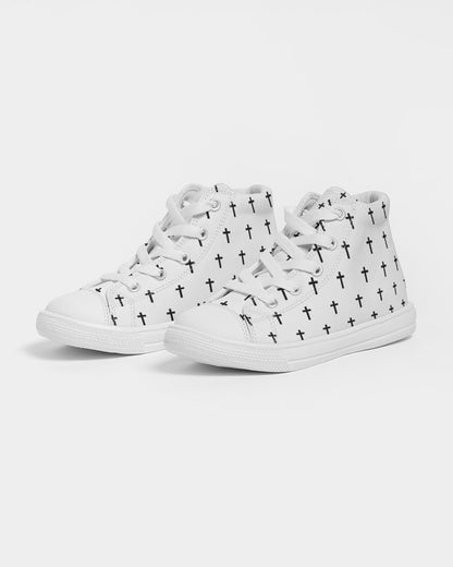 Mini Cross: Kids White Canvas Hightop Shoe