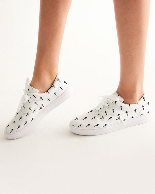 Mini Cross: Women's White Canvas Lace Up Sneaker