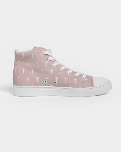 Mini Cross: Women's Pink Canvas Hightop Shoe