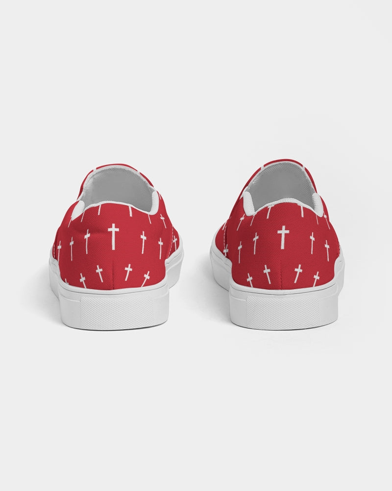 Mini Cross: Men's Red Canvas Slip On Shoe