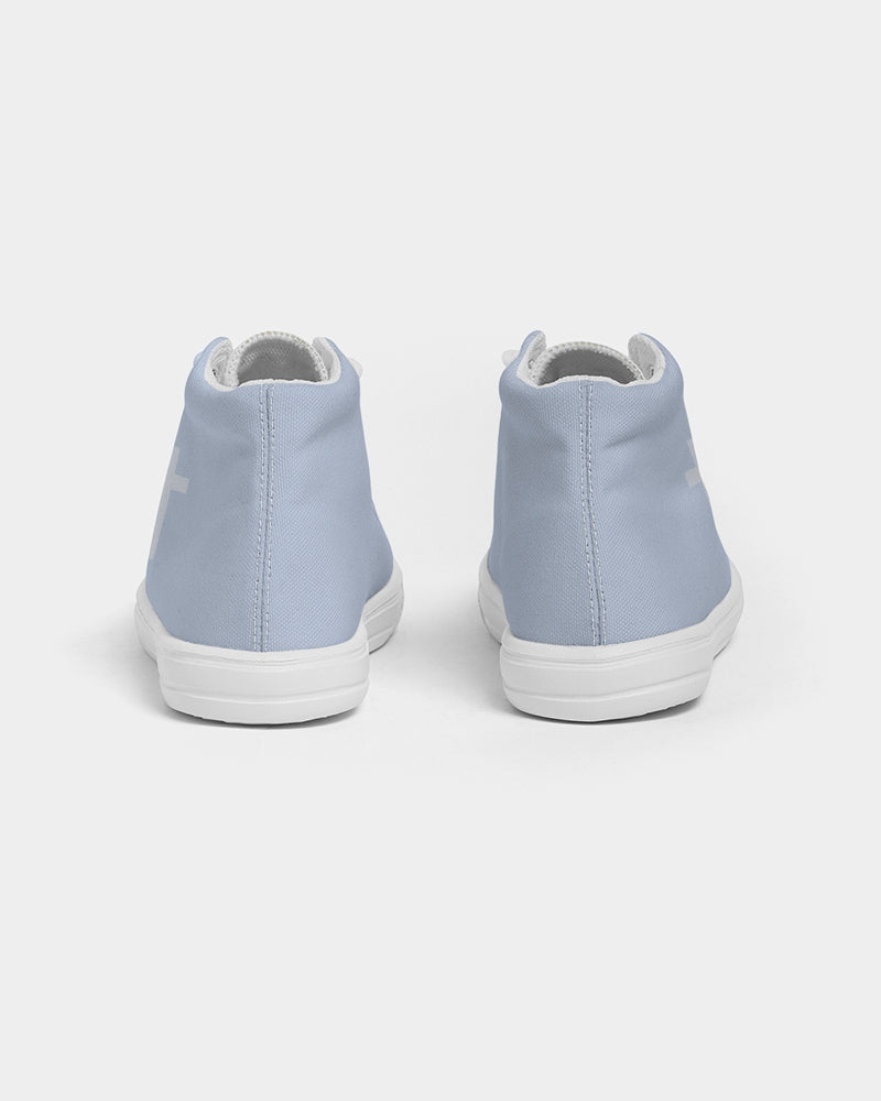 Simple Cross: Kids Light Blue Canvas Hightop Shoe