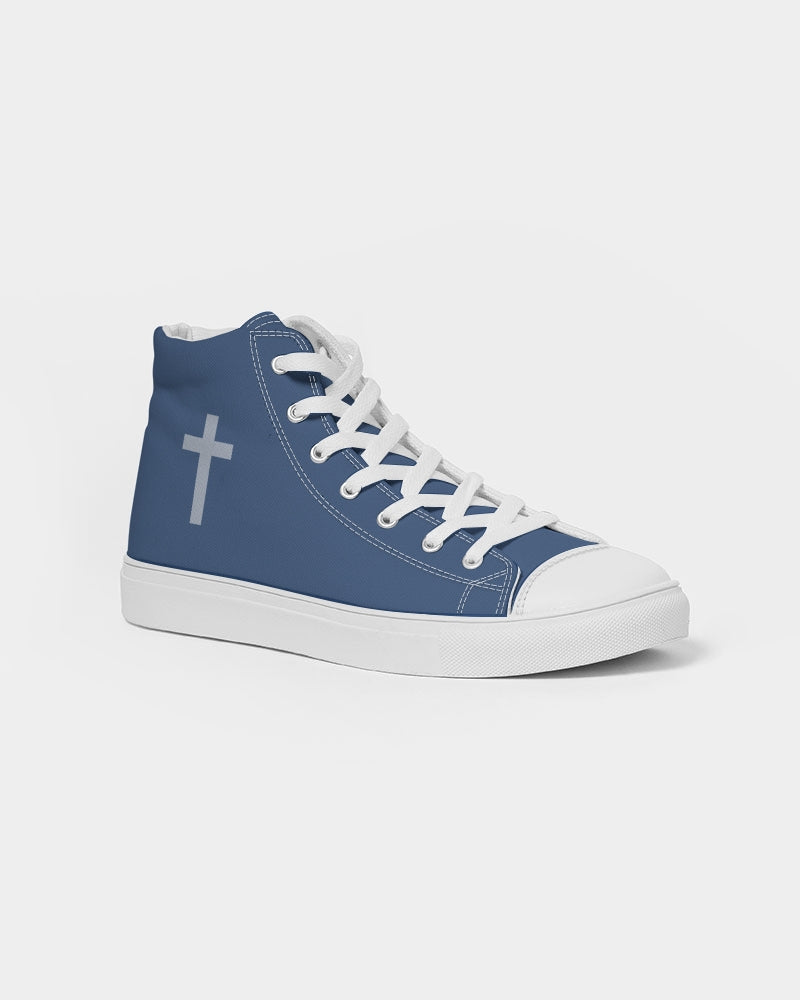 Simple Cross: Women's Navy Canvas Hightop Shoe