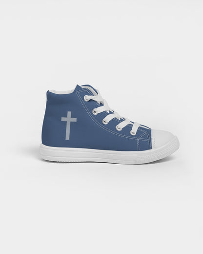 Simple Cross: Kids Navy Canvas Hightop Shoe