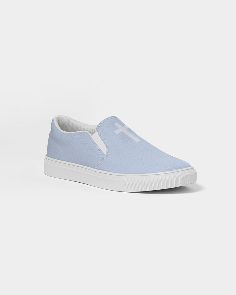 Simple Cross: Women's Light Blue Canvas Slip On Shoe