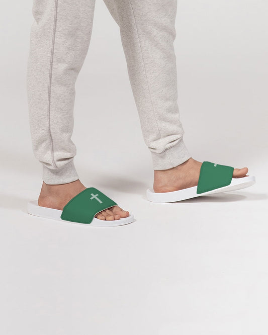 Simple Cross: Men's Green Slide Sandal