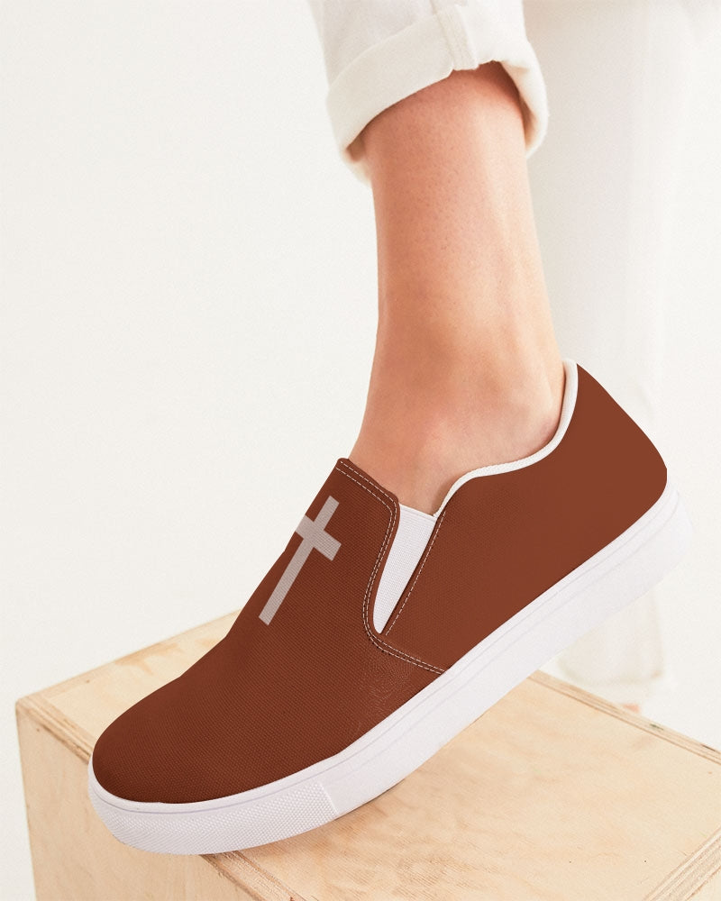 Simple Cross: Women's Maroon Canvas Slip On Shoe