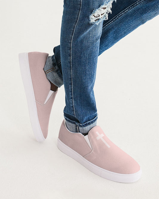 Simple Cross: Men's Pink Canvas Slip On Shoe