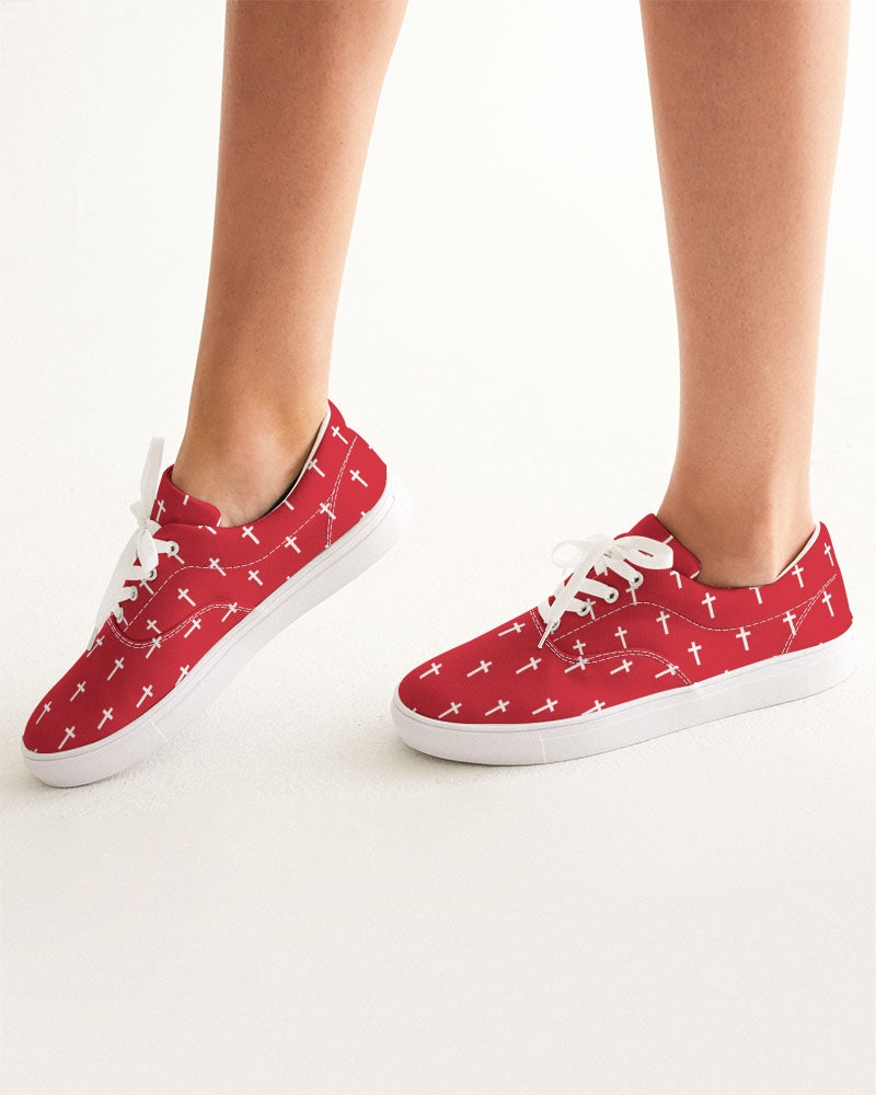 Mini Cross: Women's Red Canvas Lace Up Sneaker