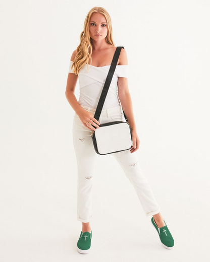 Simple Cross: Women's Green Canvas Slip On Shoe