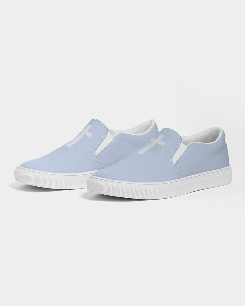 Simple Cross: Men's Light Blue Canvas Slip On Shoe