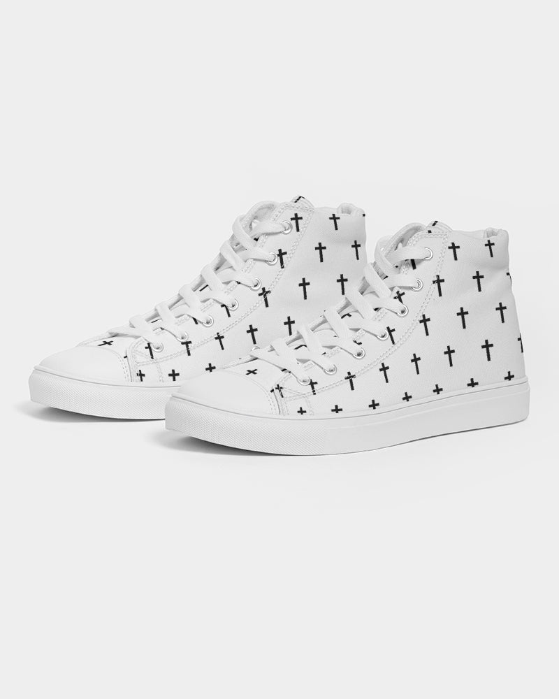 Mini Cross: Women's White Canvas Hightop Shoe