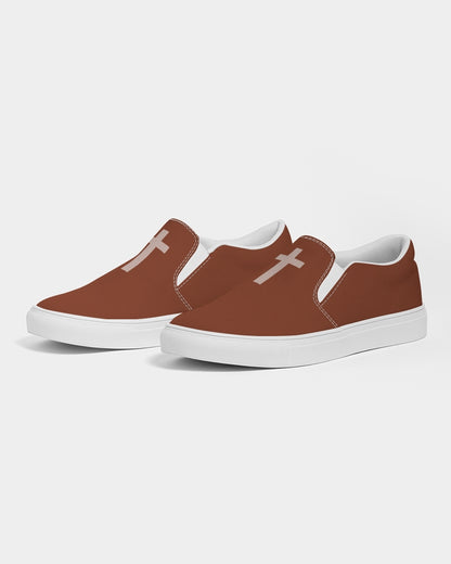 Simple Cross: Men's Maroon Canvas Slip On Shoe