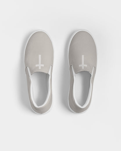 Simple Cross: Men's Taupe Canvas Slip On Shoe