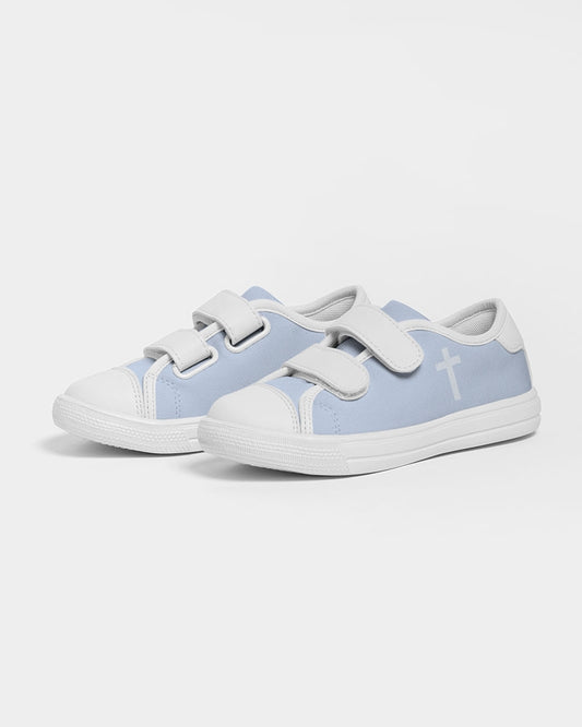 Simple Cross: Kids Light Blue Velcro Sneaker