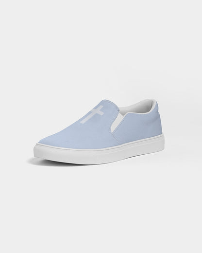 Simple Cross: Men's Light Blue Canvas Slip On Shoe