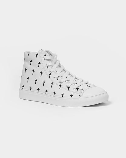 Mini Cross: Women's White Canvas Hightop Shoe