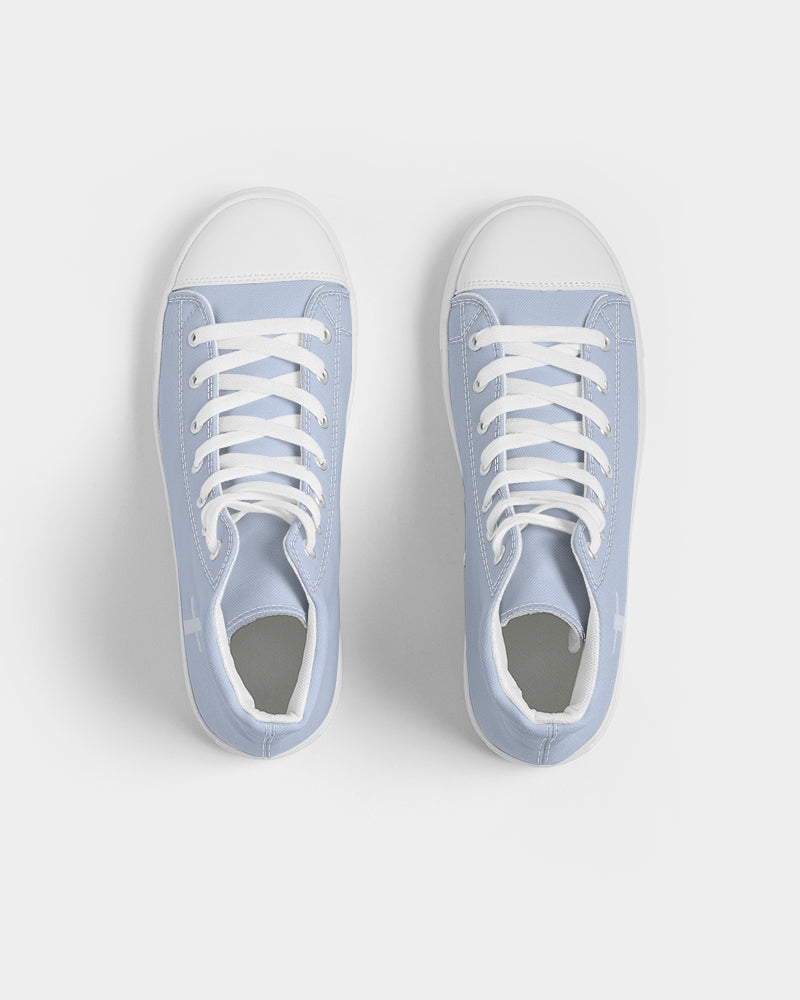 Simple Cross: Women's Light Blue Canvas Hightop Shoe