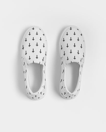 Mini Cross: Women's White Canvas Slip On Shoe