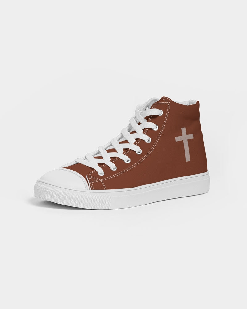 Simple Cross: Women's Maroon Canvas Hightop Shoe