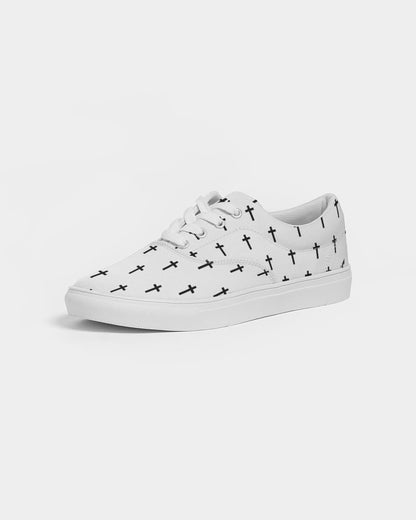 Mini Cross: Women's White Canvas Lace Up Sneaker