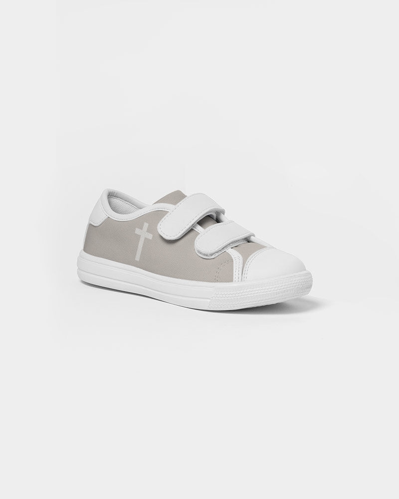 Simple Cross: Kids Taupe Velcro Sneaker