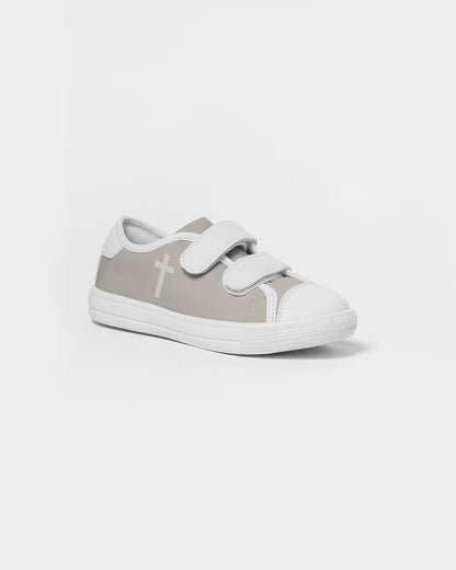 Simple Cross: Kids Taupe Velcro Sneaker