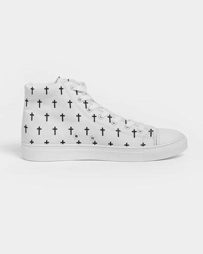 Mini Cross: Women's White Canvas Hightop Shoe