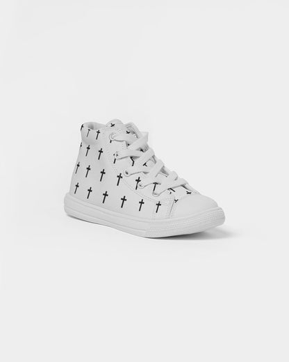 Mini Cross: Kids White Canvas Hightop Shoe