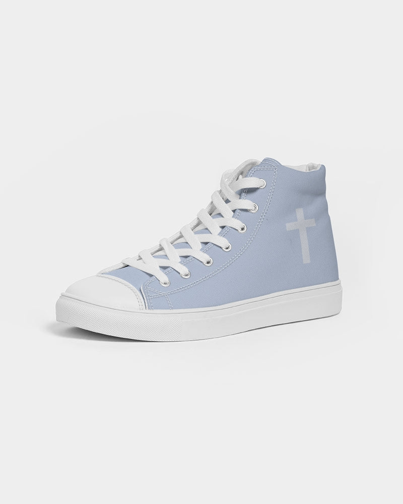 Simple Cross: Women's Light Blue Canvas Hightop Shoe