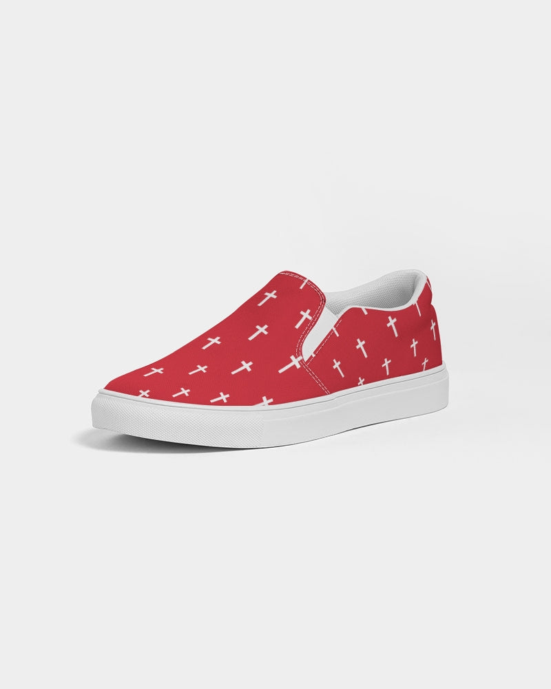 Mini Cross: Men's Red Canvas Slip On Shoe