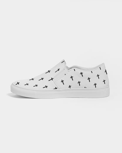 Mini Cross: Women's White Canvas Slip On Shoe