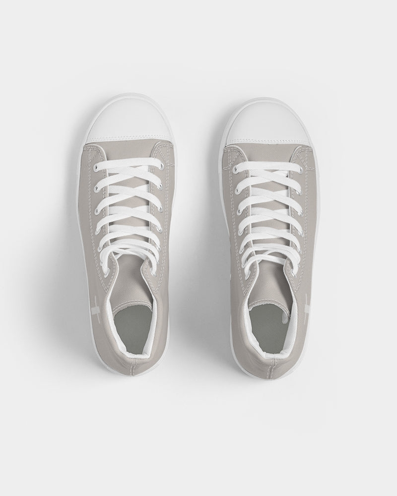 Simple Cross: Women's Taupe Canvas Hightop Shoe