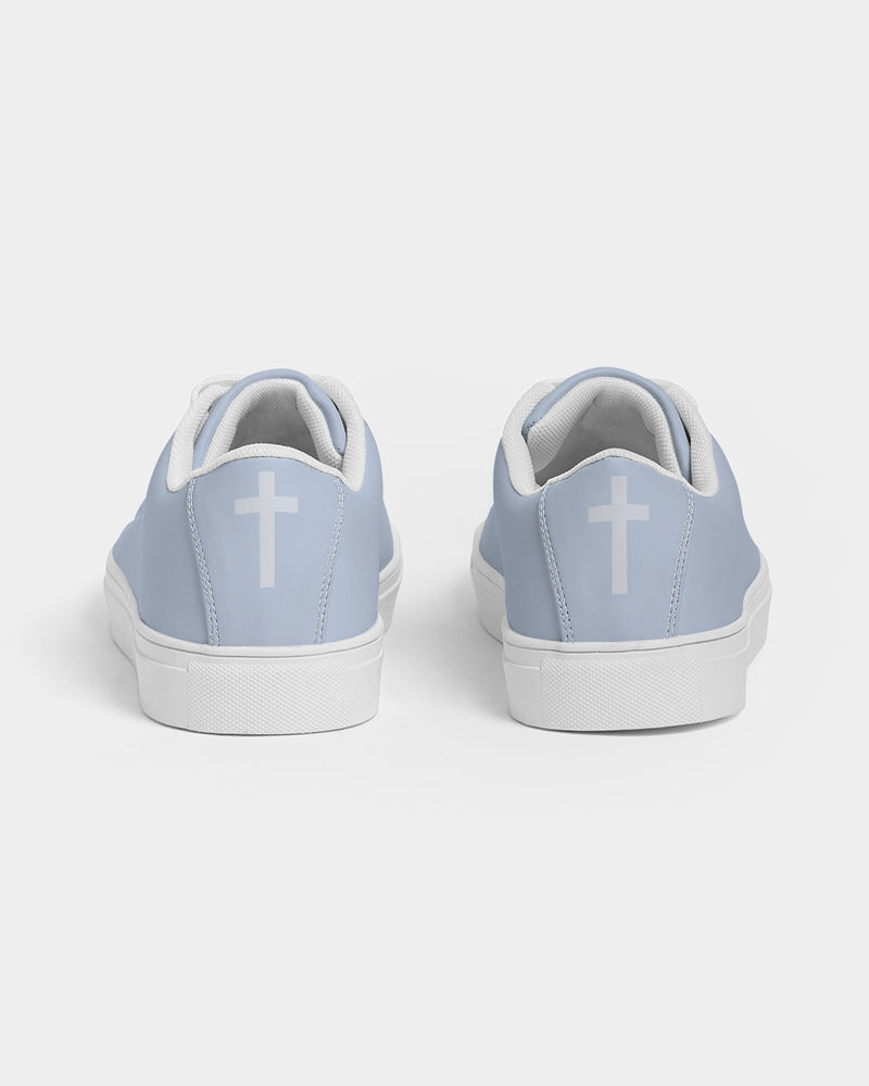 Simple Cross: Women's Light Blue Vegan Leather Sneaker