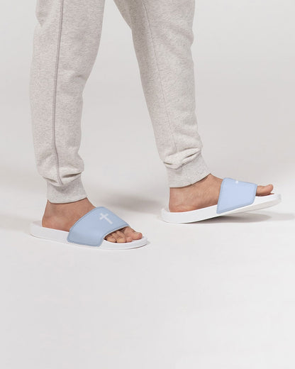 Simple Cross: Men's Light Blue Slide Sandal