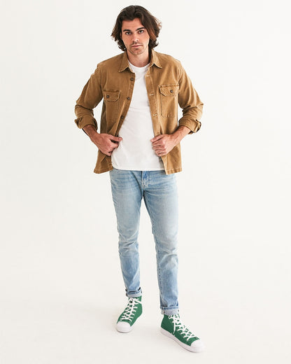 Simple Cross: Men's Green Canvas Hightop Shoe