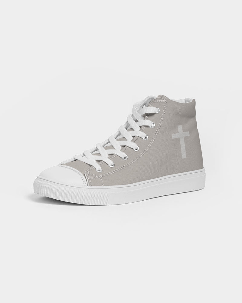 Simple Cross: Women's Taupe Canvas Hightop Shoe