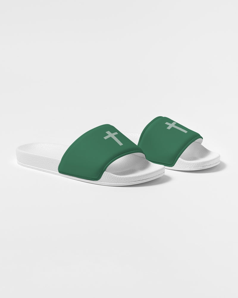 Simple Cross: Women's Green Slide Sandal