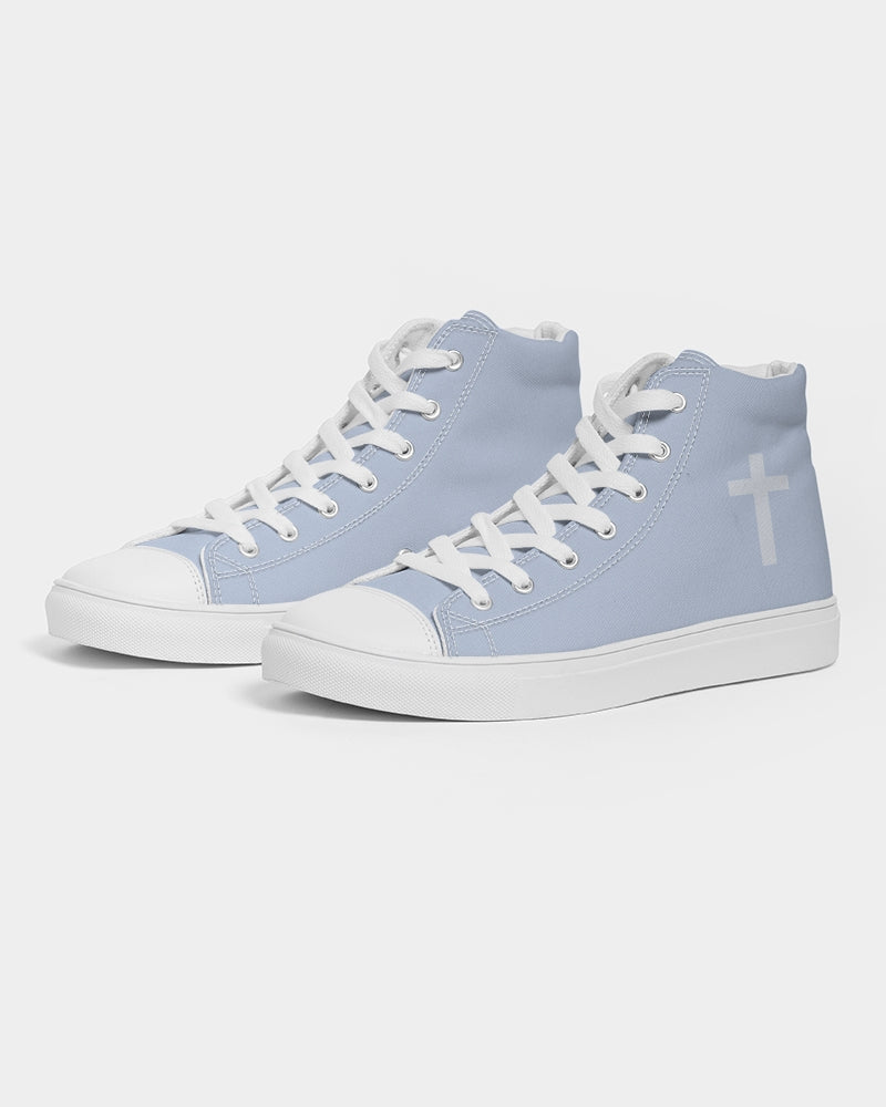 Simple Cross: Women's Light Blue Canvas Hightop Shoe