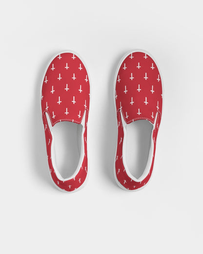 Mini Cross: Men's Red Canvas Slip On Shoe