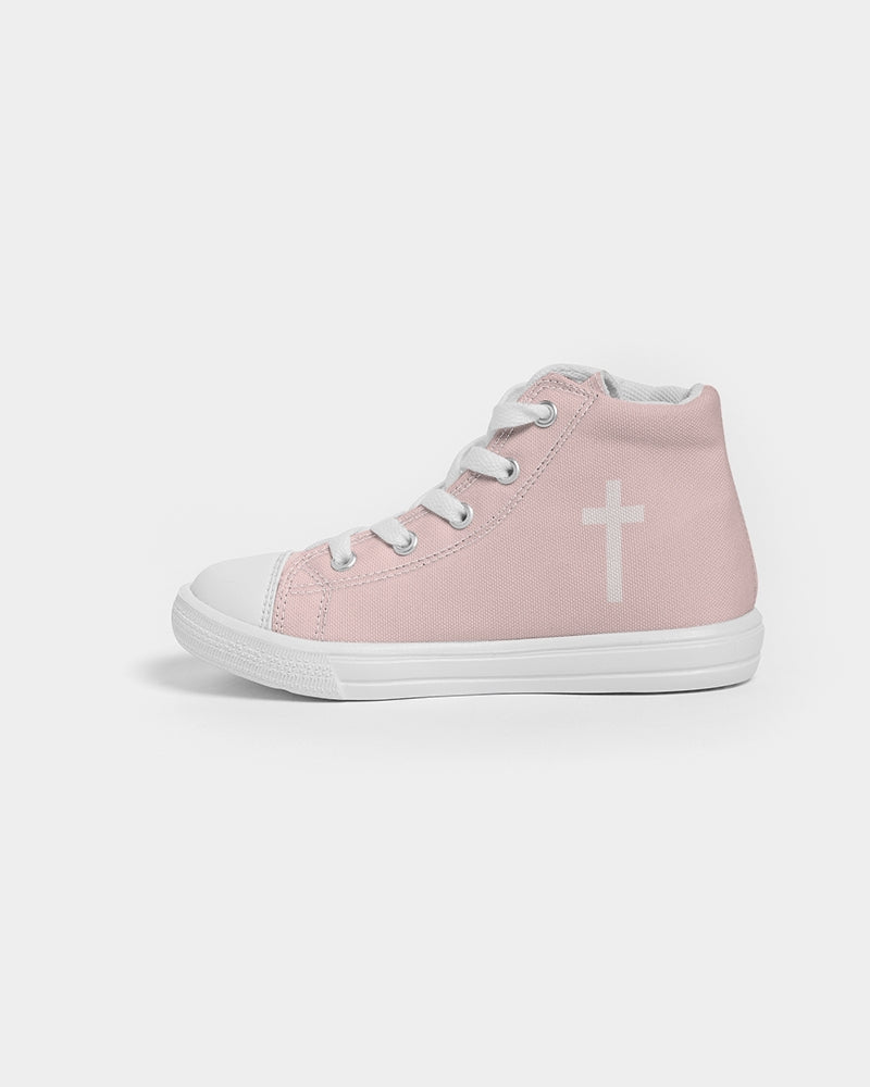 Simple Cross: Kids Pink Canvas Hightop Shoe