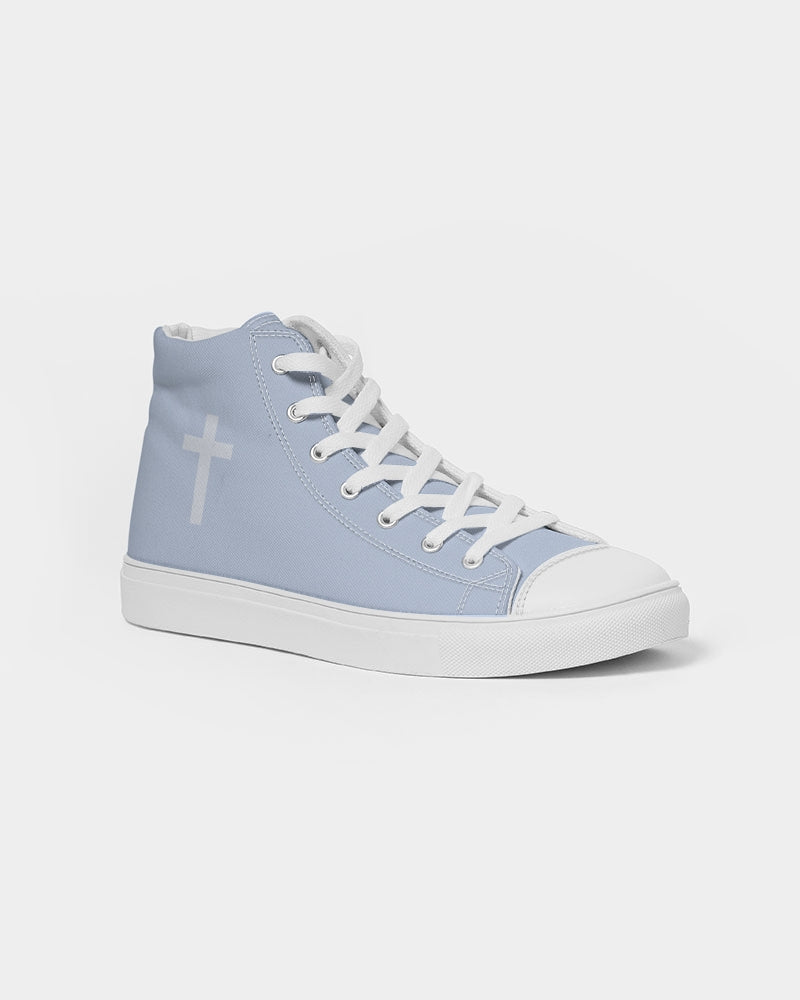 Simple Cross: Women's Light Blue Canvas Hightop Shoe